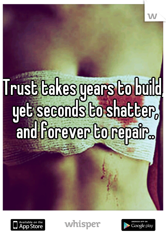 Trust takes years to build, yet seconds to shatter, and forever to repair..