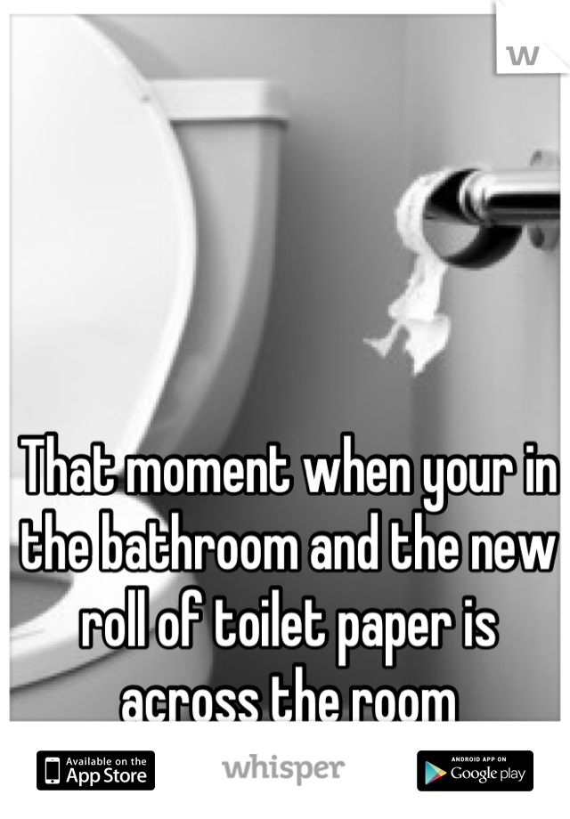 That moment when your in the bathroom and the new roll of toilet paper is across the room