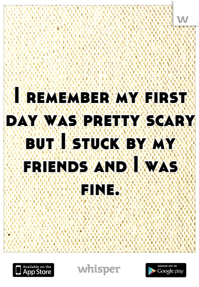 I remember my first day was pretty scary but I stuck by my friends and I was fine.