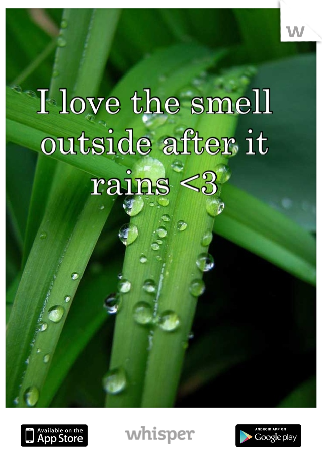 I love the smell outside after it rains <3
