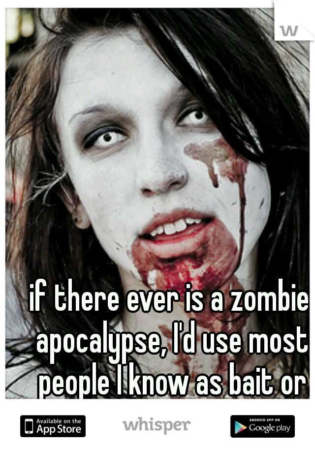 if there ever is a zombie apocalypse, I'd use most people I know as bait or fodder