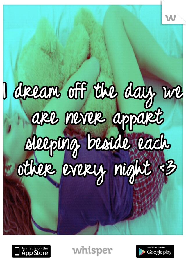 I dream off the day we are never appart sleeping beside each other every night <3