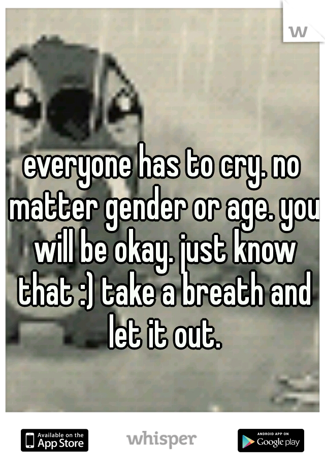 everyone has to cry. no matter gender or age. you will be okay. just know that :) take a breath and let it out.