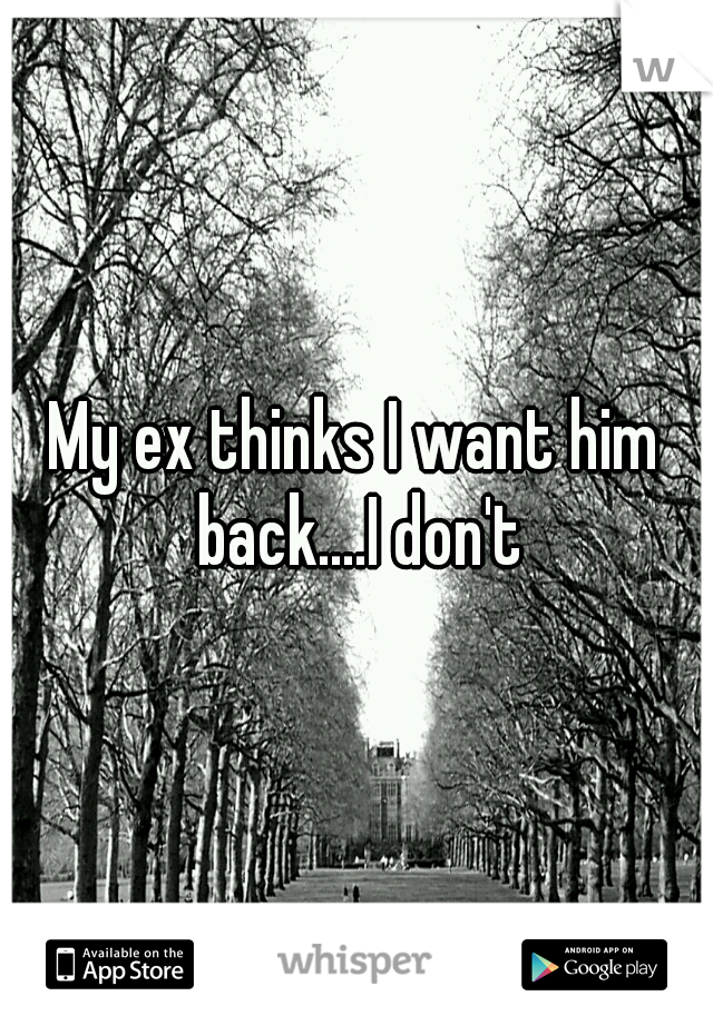 My ex thinks I want him back....I don't