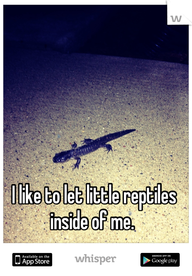 I like to let little reptiles inside of me. 