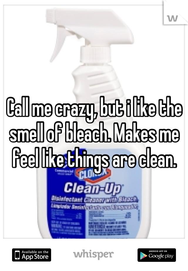 Call me crazy, but i like the smell of bleach. Makes me feel like things are clean.