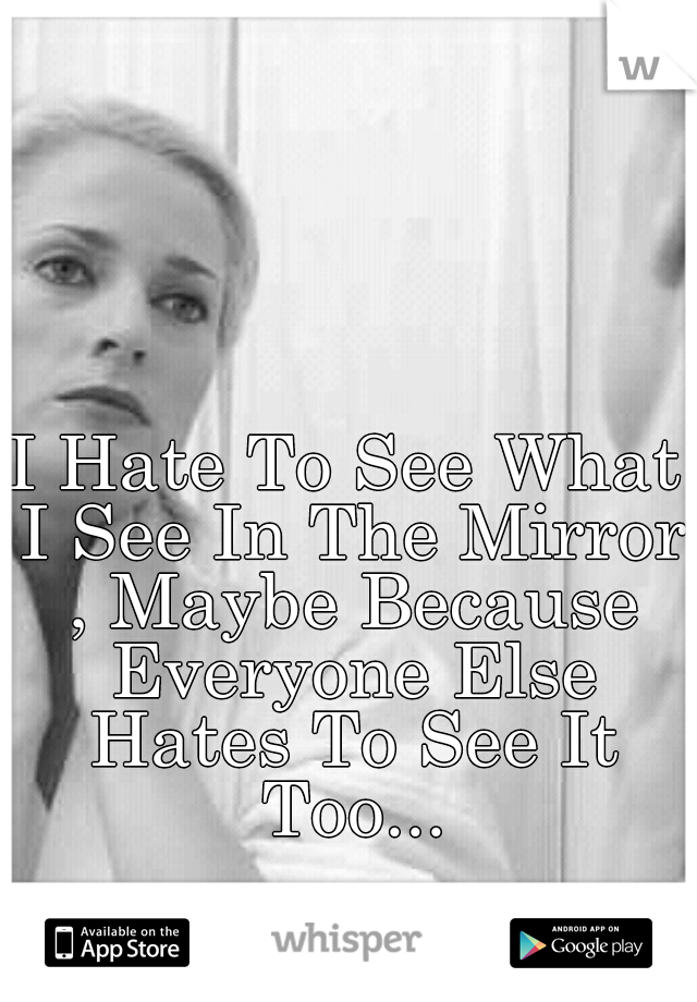 I Hate To See What I See In The Mirror , Maybe Because Everyone Else Hates To See It Too...