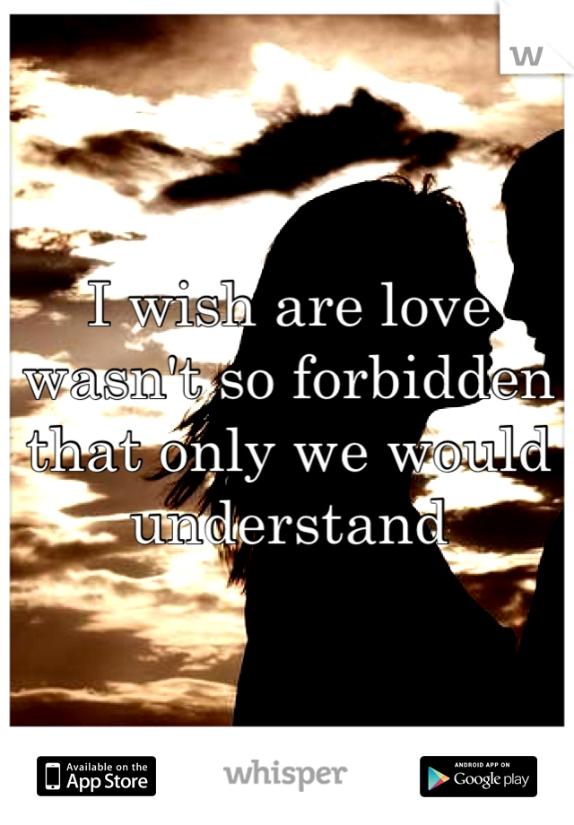 I wish are love wasn't so forbidden that only we would understand
