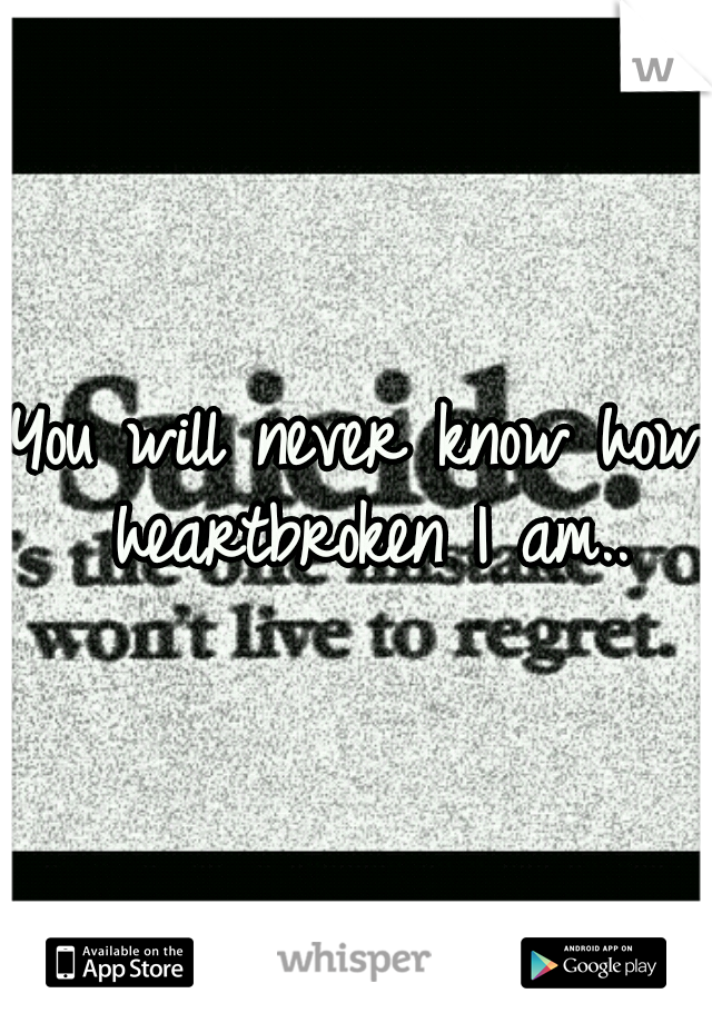 You will never know how heartbroken I am..