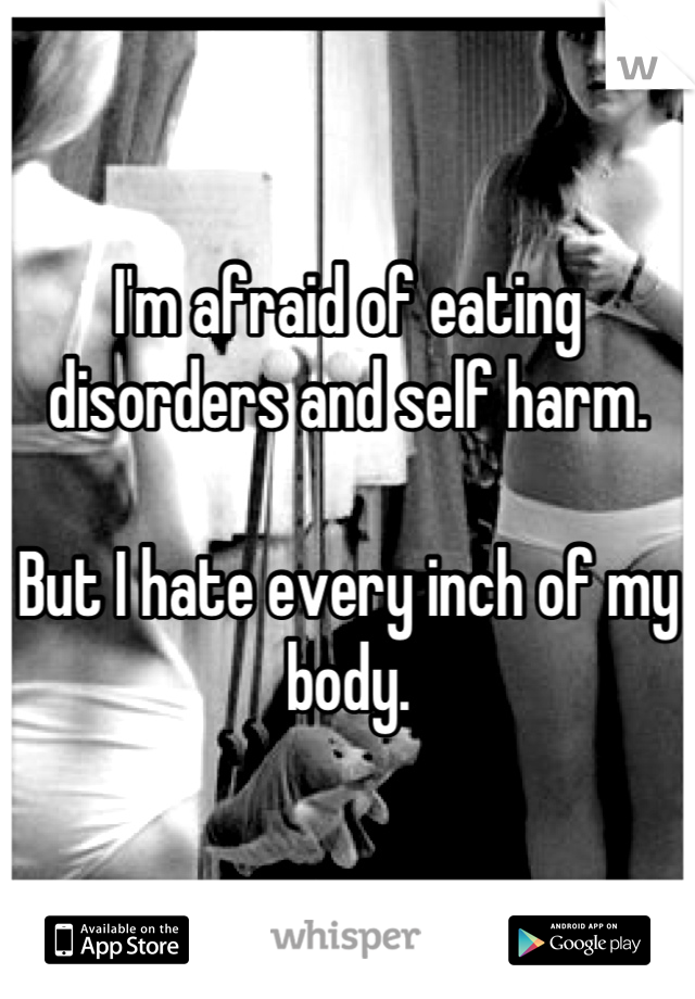 I'm afraid of eating disorders and self harm.

But I hate every inch of my body.