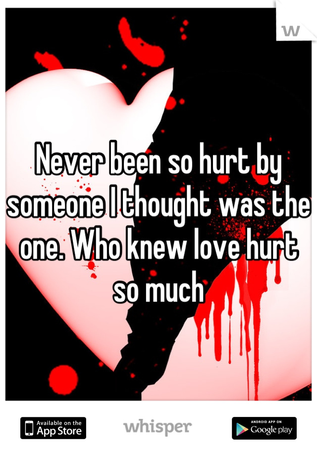 Never been so hurt by someone I thought was the one. Who knew love hurt so much