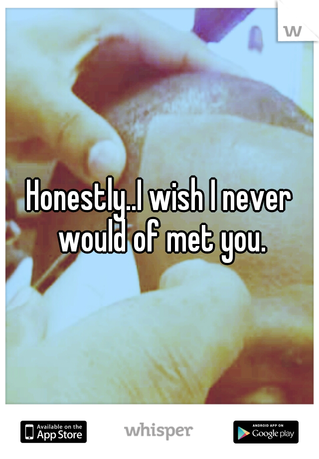 Honestly..I wish I never would of met you.