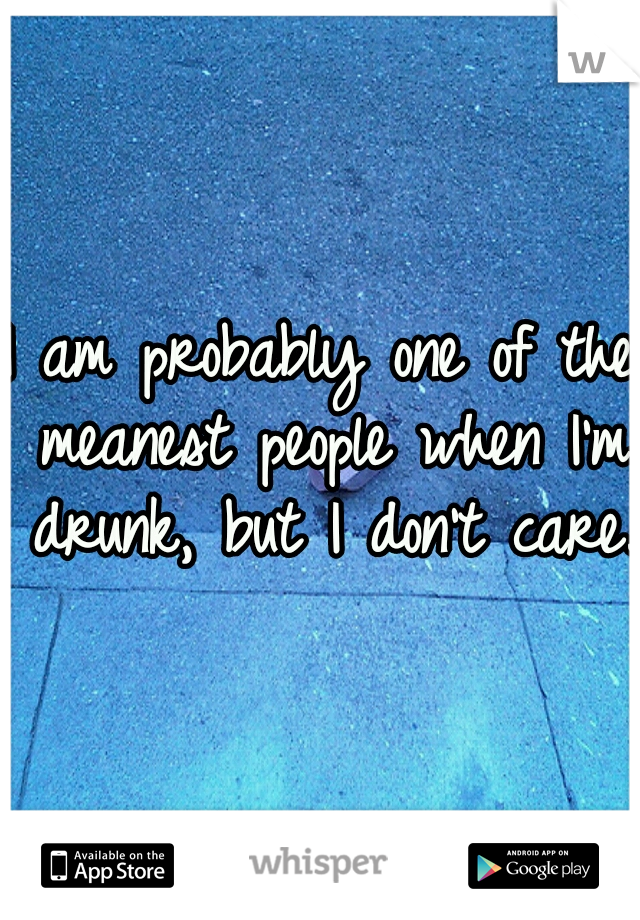 I am probably one of the meanest people when I'm drunk, but I don't care.