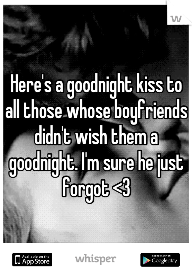 Here's a goodnight kiss to all those whose boyfriends didn't wish them a goodnight. I'm sure he just forgot <3