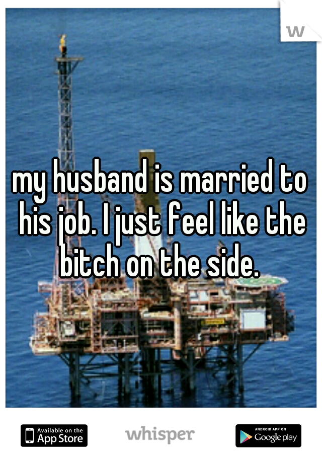 my husband is married to his job. I just feel like the bitch on the side. 