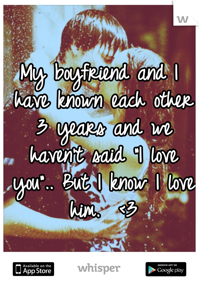 My boyfriend and I have known each other 3 years and we haven't said "I love you".. But I know I love him. 
<3