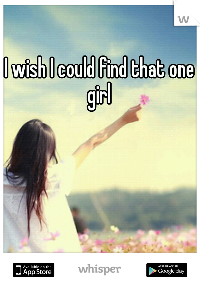 I wish I could find that one girl 