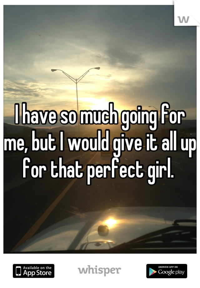 I have so much going for me, but I would give it all up for that perfect girl. 