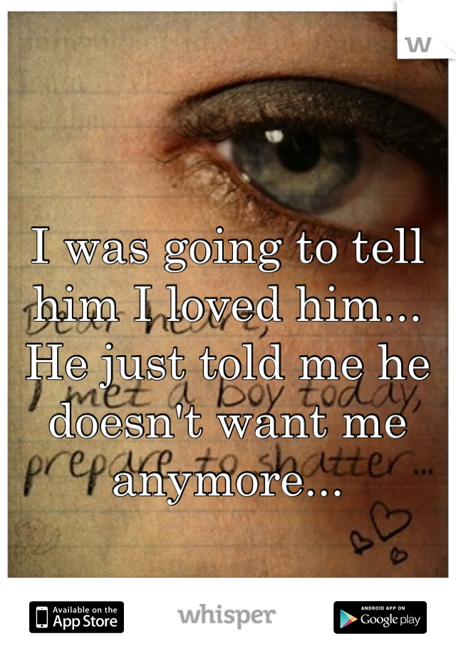 I was going to tell him I loved him... He just told me he doesn't want me anymore...