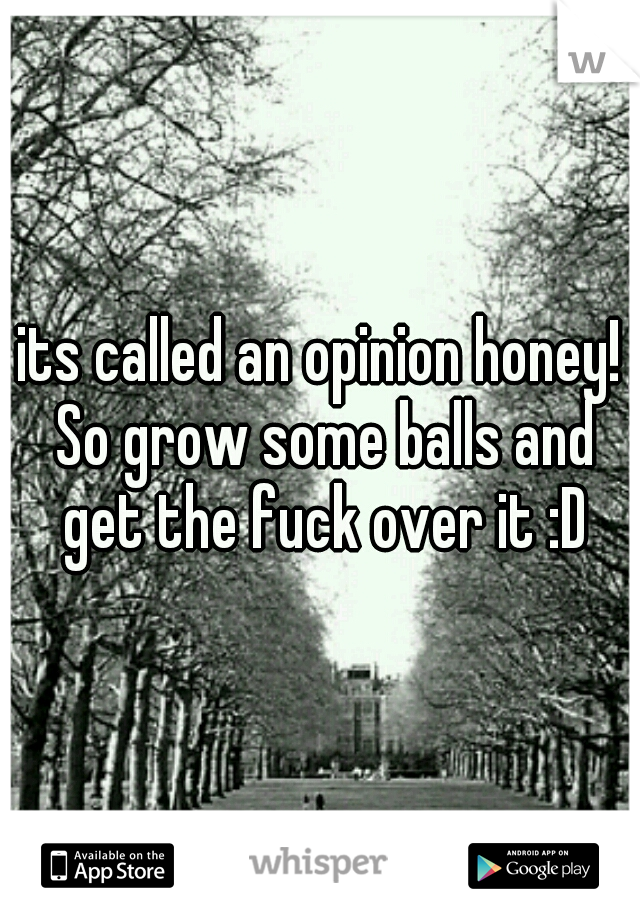 its called an opinion honey! So grow some balls and get the fuck over it :D