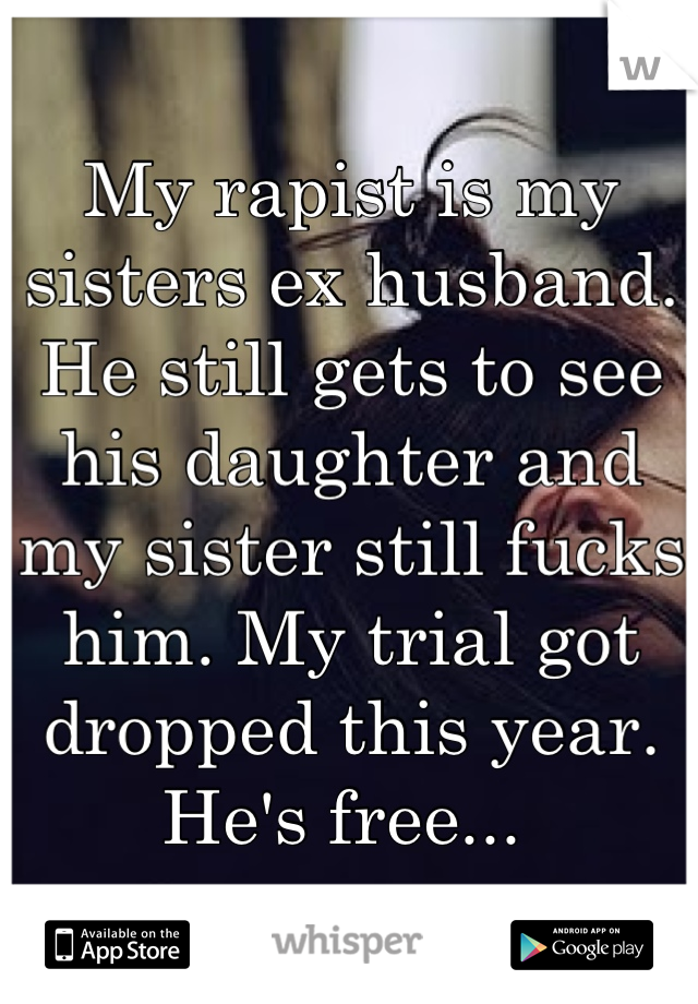 My rapist is my sisters ex husband. He still gets to see his daughter and my sister still fucks him. My trial got dropped this year. He's free... 