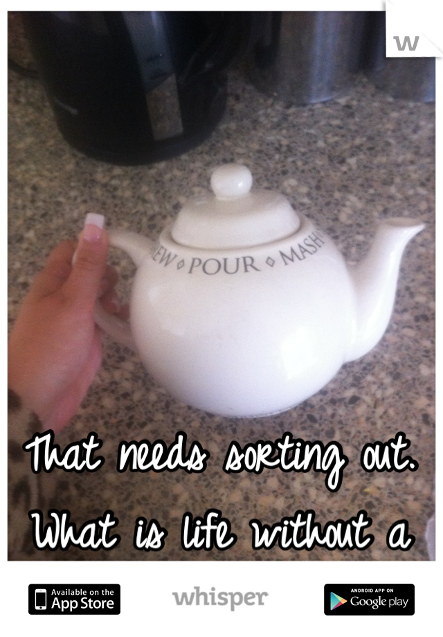 That needs sorting out. What is life without a cup of tea? 