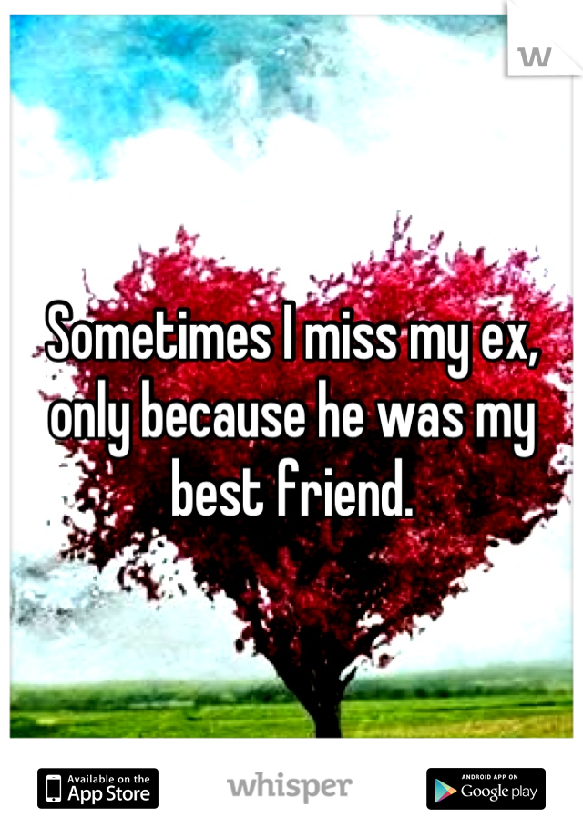 Sometimes I miss my ex, only because he was my best friend.