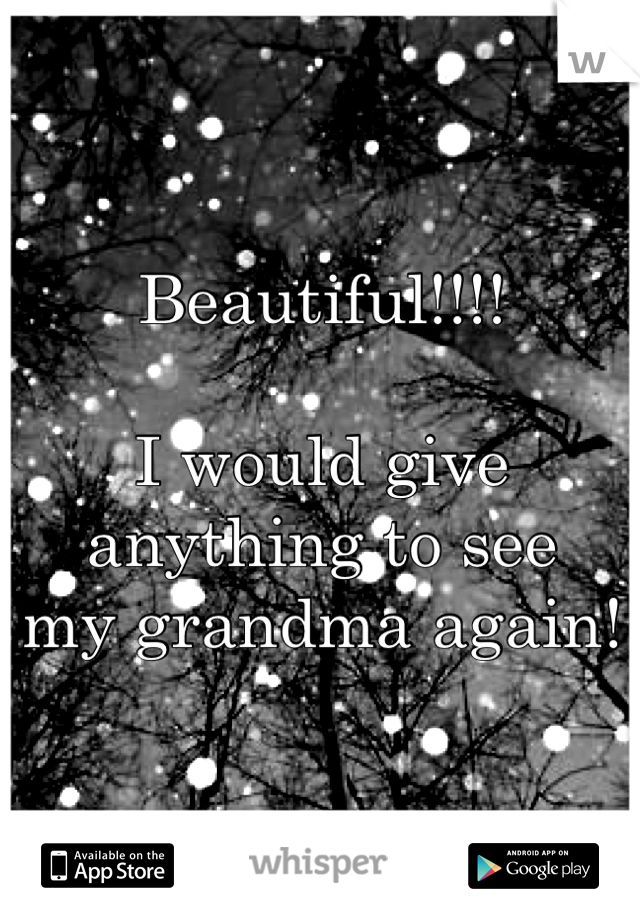 Beautiful!!!!

I would give anything to see 
my grandma again!