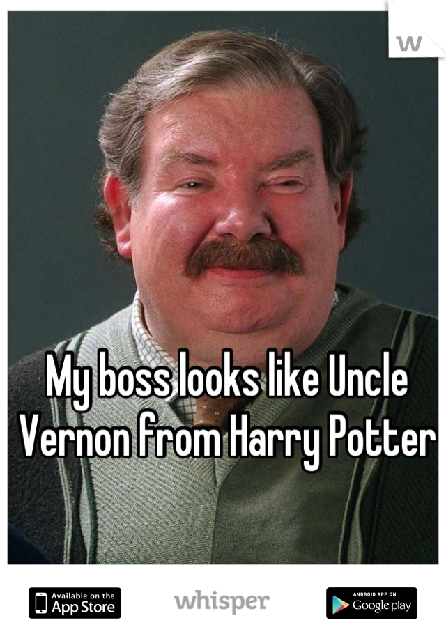 My boss looks like Uncle Vernon from Harry Potter