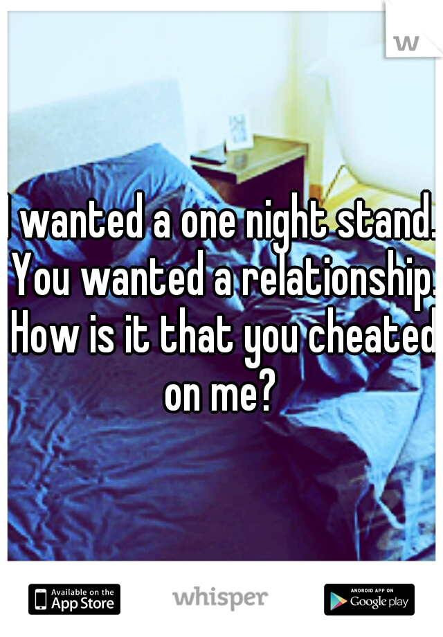 I wanted a one night stand. You wanted a relationship. How is it that you cheated on me? 