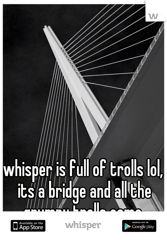 whisper is full of trolls lol, its a bridge and all the grumpy trolls came 