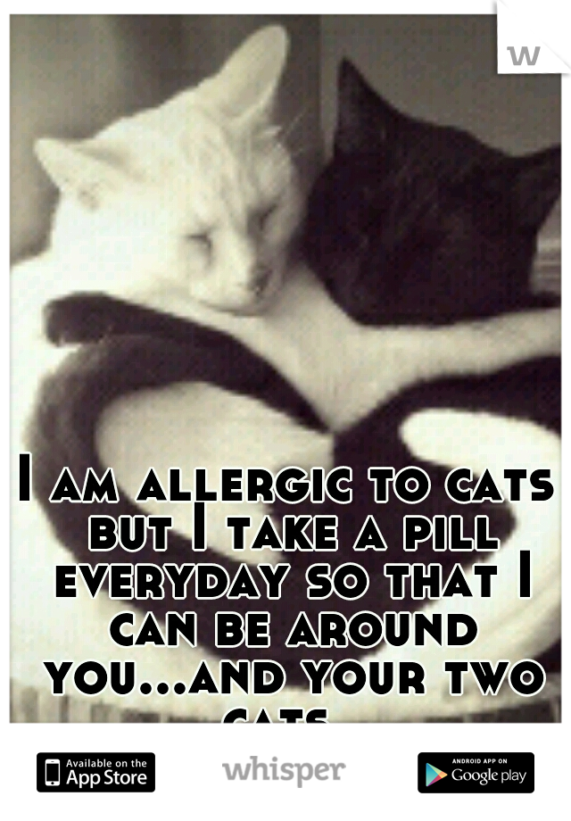 I am allergic to cats but I take a pill everyday so that I can be around you...and your two cats. 