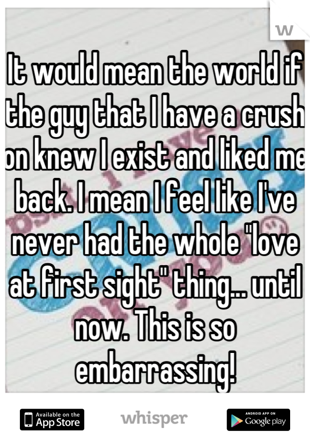 It would mean the world if the guy that I have a crush on knew I exist and liked me back. I mean I feel like I've never had the whole "love at first sight" thing... until now. This is so embarrassing!