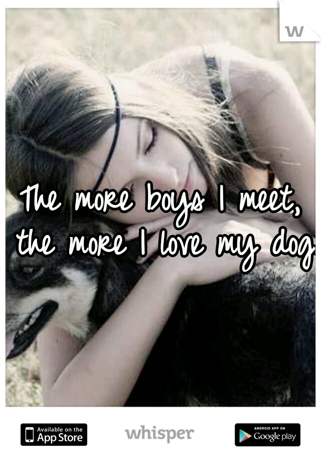 The more boys I meet, the more I love my dog. 