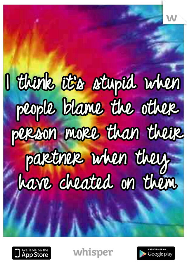 I think it's stupid when people blame the other person more than their partner when they have cheated on them