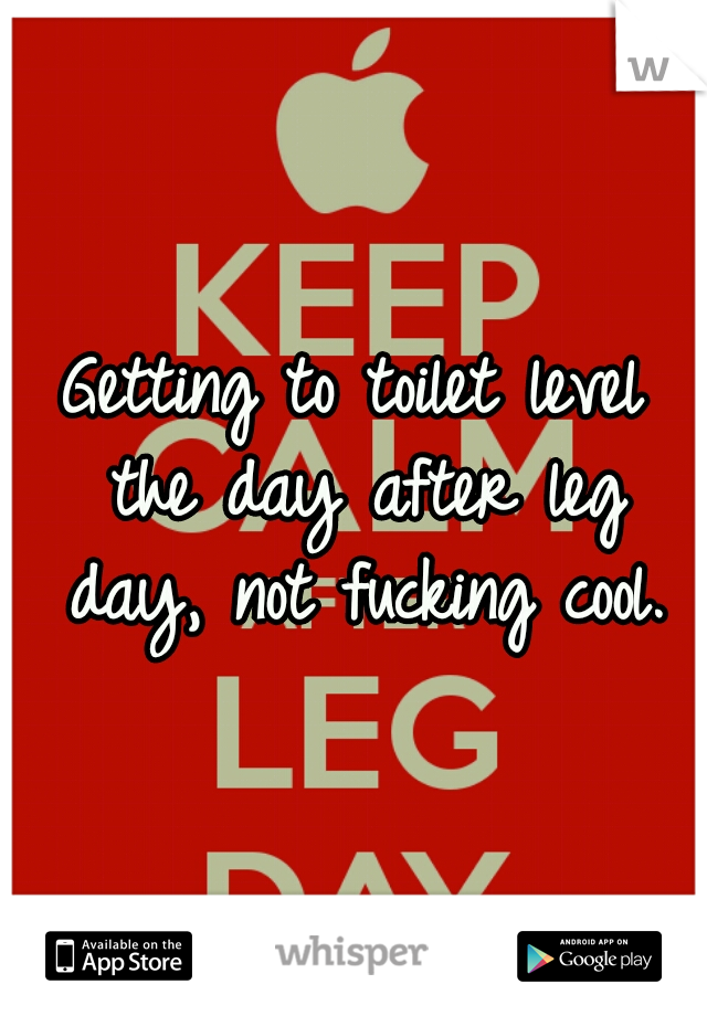 Getting to toilet level the day after leg day, not fucking cool.