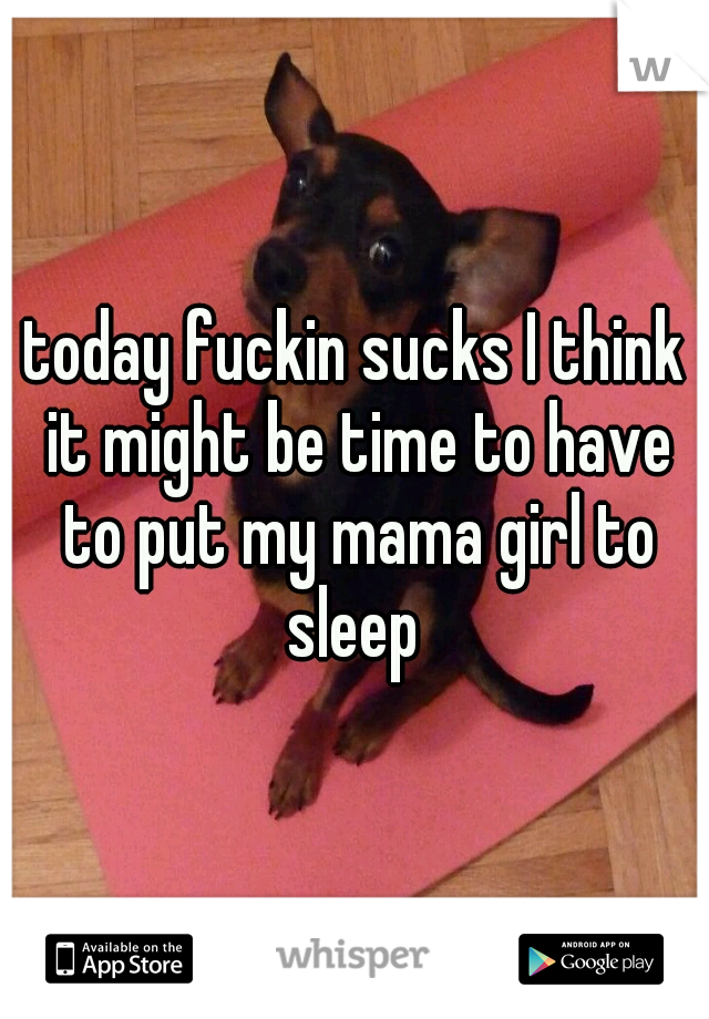 today fuckin sucks I think it might be time to have to put my mama girl to sleep 