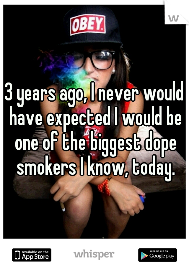 3 years ago, I never would have expected I would be one of the biggest dope smokers I know, today.