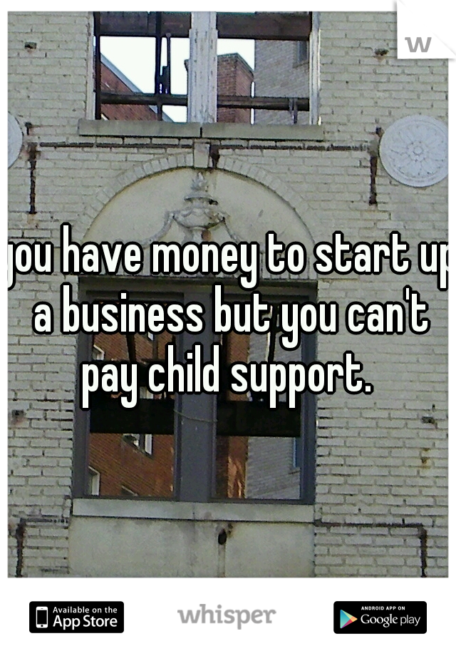 you have money to start up a business but you can't pay child support. 