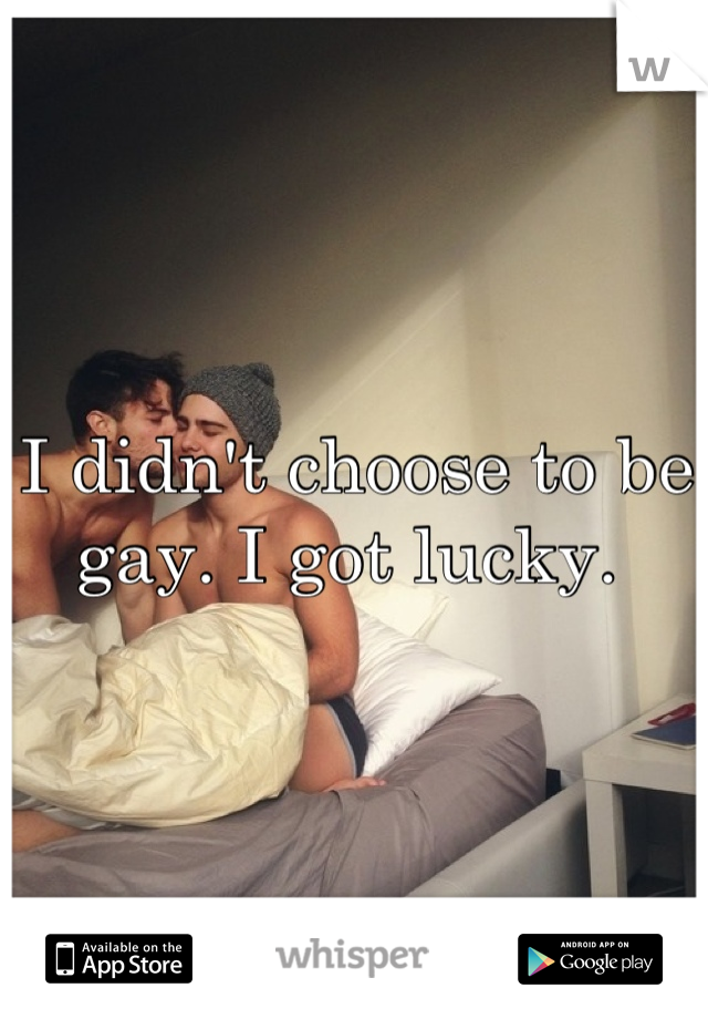 I didn't choose to be gay. I got lucky. 