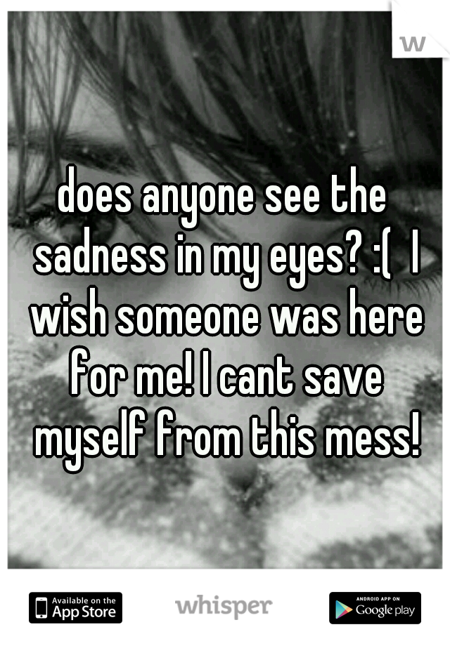 does anyone see the sadness in my eyes? :(  I wish someone was here for me! I cant save myself from this mess!