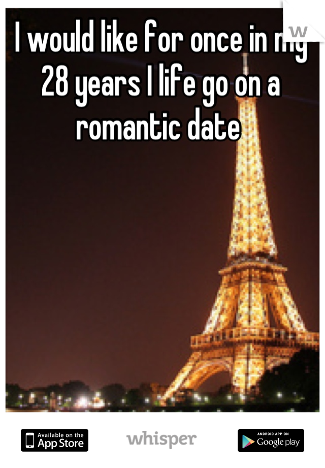 I would like for once in my 28 years I life go on a romantic date 