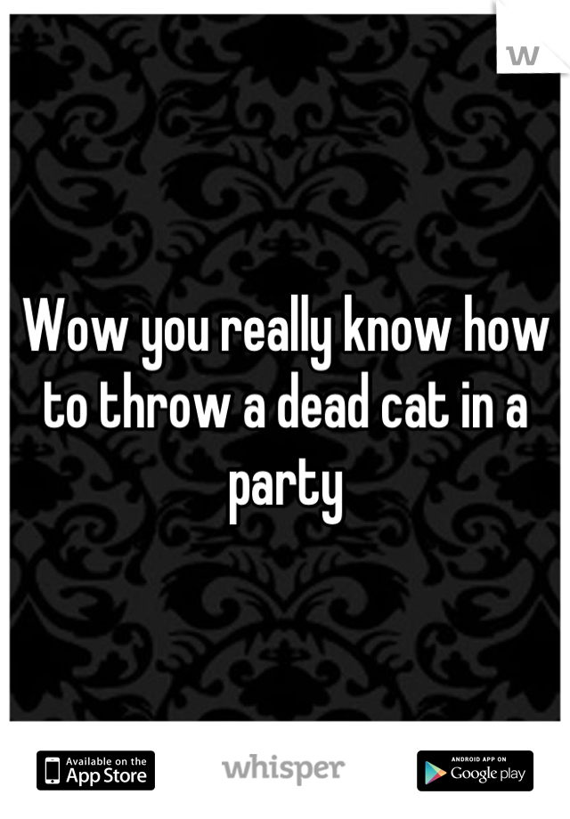 Wow you really know how to throw a dead cat in a party