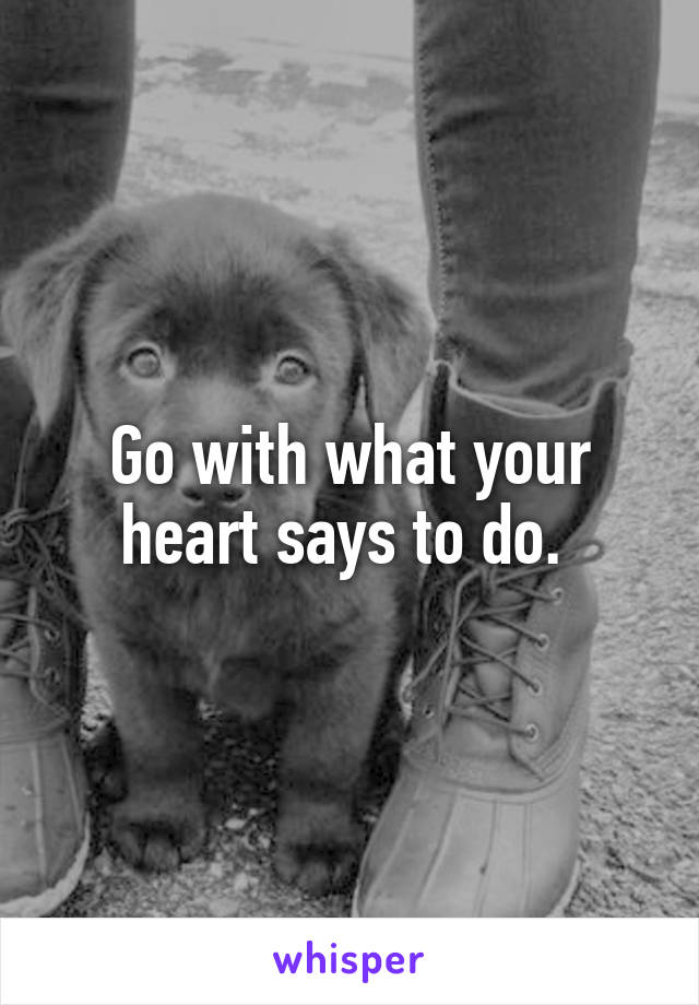 Go with what your heart says to do. 