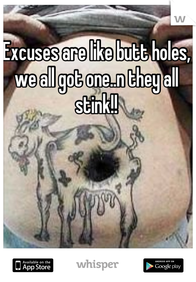 Excuses are like butt holes, we all got one..n they all stink!!