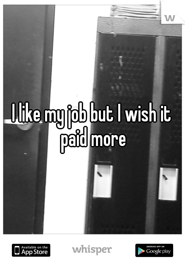 I like my job but I wish it paid more