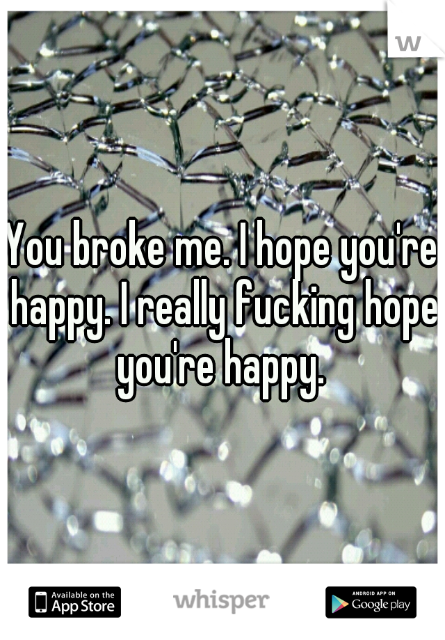 You broke me. I hope you're happy. I really fucking hope you're happy. 