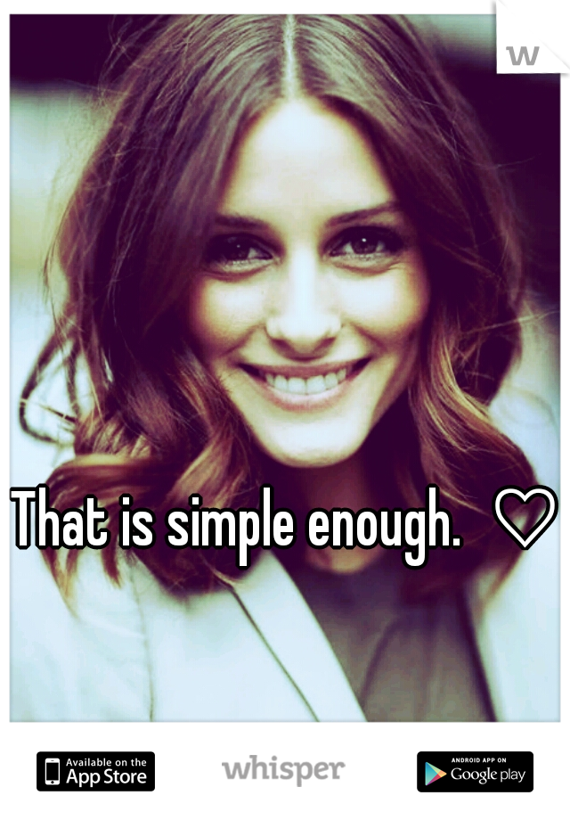 That is simple enough.  ♡