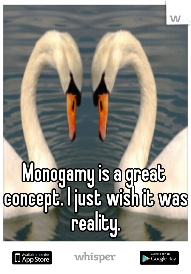 Monogamy is a great concept. I just wish it was reality.