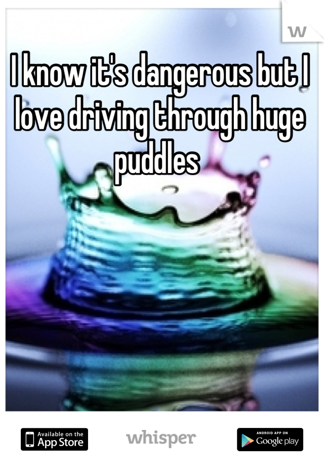 I know it's dangerous but I love driving through huge puddles 